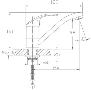Смеситель для кухни Haiba HB4536-2 хром